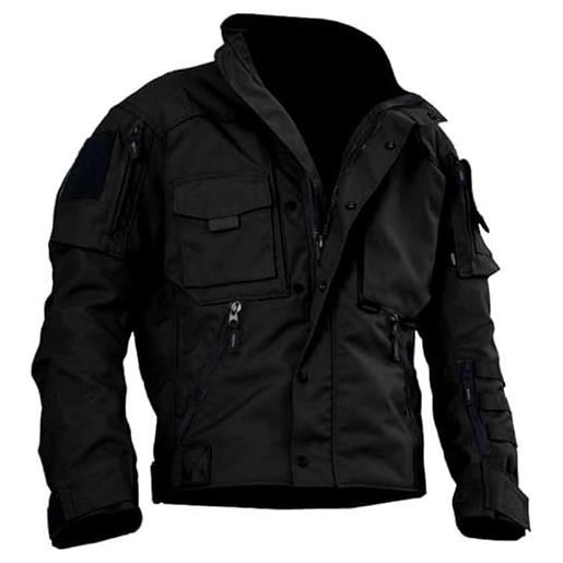 Gefomuofe bomber da uomo, giacca invernale, oversize, da uomo, con chiusura lampo, tinta unita, in diversi colori, con cappuccio, nero , xl