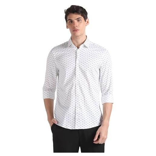 Calvin Klein camicia manica lunga da uomo marchio, realizzata in cotone. Bianco