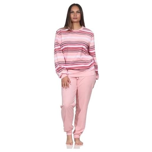 Normann pigiama da donna in spugna con elegante effetto a righe, colore: rosa. , 52-54