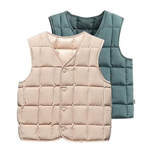 ACMEDE gilet imbottito caldo per bambini gilet invernale per unisex bambini ragazze ragazzi gilet sottile da autunno inverno giacca trapuntato leggero capispalla senza maniche, 2 pezzi (stile 1, 110)