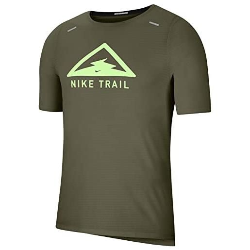 Nike rise 365 top ss trail t-shirt medium olive/barely volt xxl