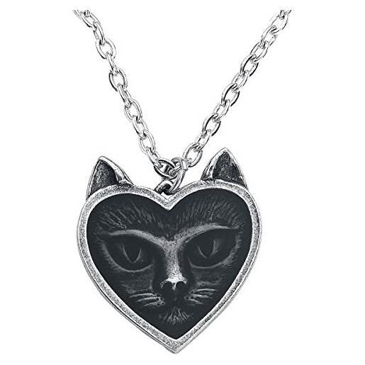 Alchemy Gothic love cat pendant collana colore argento