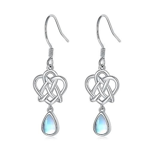 LOVANS orecchini donna pendenti pietra di luna in argento 925 orecchini goccia con nodo celtico per donna orecchini di fidanzamento gioielli donna regalo natale compleanno