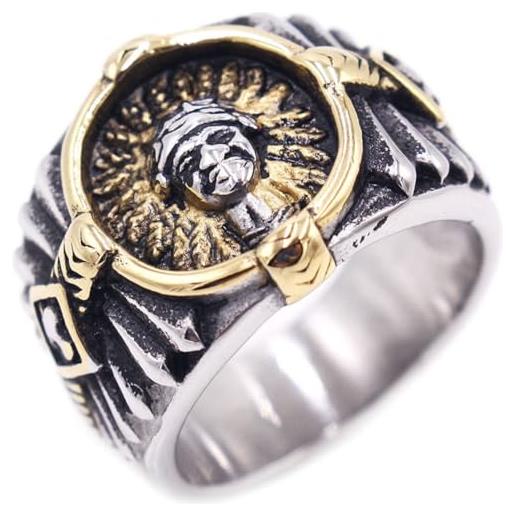 PikaLF anello indiano per uomo, anello indiano, anello viking buffalo, spirit of the warrior, anello indiano, amuleto, anello tribale, regalo per uomini e ragazzi, 19.8, no