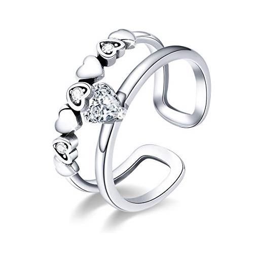 Jefanny anelli knuckle promise regolabili con zirconi cubici cuore a cuore in argento sterling 925 regalo per donne ragazze