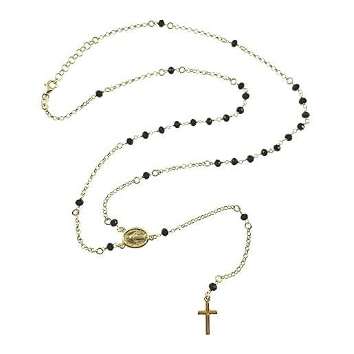 amorili collana rosario in argento dorato postine nere