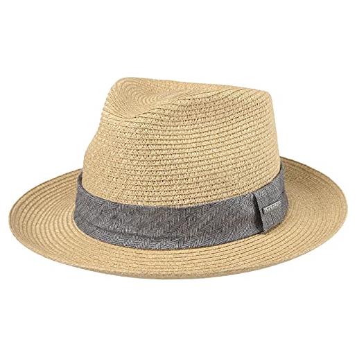 Stetson cappello di paglia lintano toyo donna/uomo - traveller da sole con nastro in grosgrain primavera/estate - s (54-55 cm) marrone