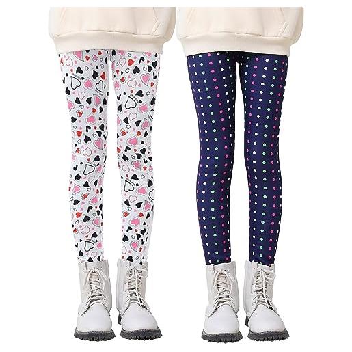Maeau - leggings invernali per ragazze leggings lunghi pantaloni foderati in pile pantaloni tights per bambina
