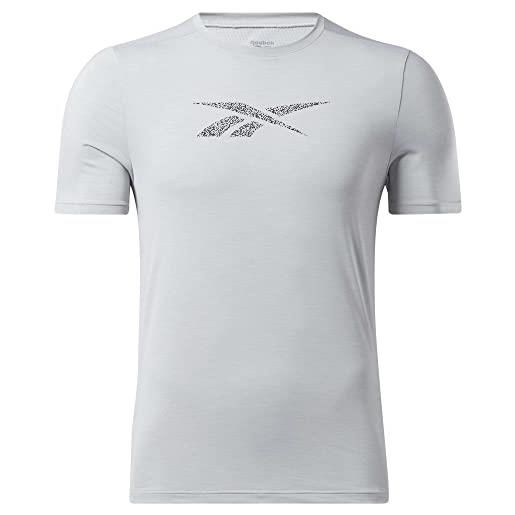 Reebok workout ready short sleeve t-shirt, pure grey 3, m uomo