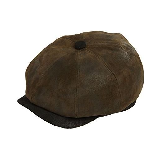 DASMARCA oliver eight pannello cabbie giornale boy bakerboy cappello oliva in pelle - xl