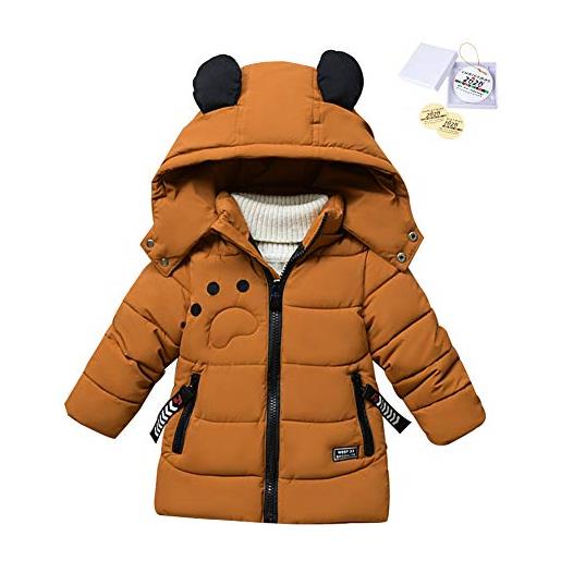 SXSHUN bambino giacca invernale stile di orso piumino spesso cappotto caldo trapuntato in cotone, marrone, 2-3 anni/xl