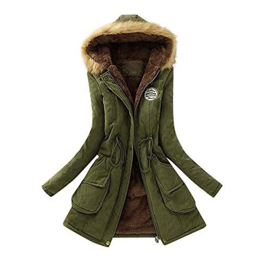 Onsoyours cappotto donna elegante pelliccia faux giacca donna invernali eleganti parka lunghi elegante trench giubbotto invernale lungo cappotti army green xl