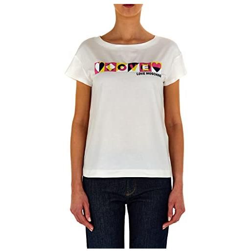 Love Moschino boxy fit-maglietta a maniche corte t-shirt, bianco, 48 donna