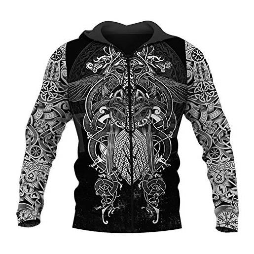 YCYR 3d vikings hoodies nordic viking tattoo felpa con cappuccio felpe a maniche lunghe camicia con cappuccio uomo donna street stile cool hoodie, zipper, 6xl