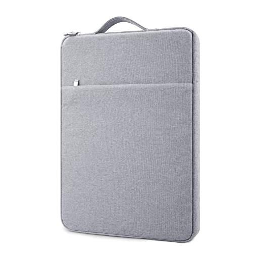 MicaYoung custodia protettiva per laptop pc 15,6 pollici impermeabile e antiurto borsetta con due scomparti e maniglia retrattile, compatibile con 15,6 chromebook notebook, grigio
