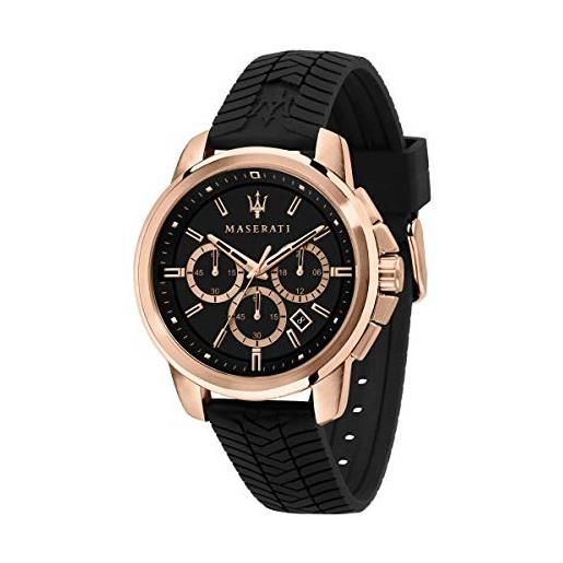 Maserati orologio da uomo, collezione successo, in acciaio, pvd oro rosa, silicone, con cinturino in silicone - r8871621012