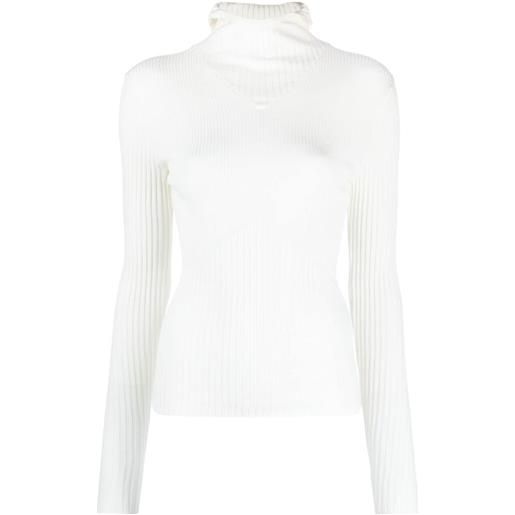 ANDREĀDAMO maglione con passamontagna - bianco