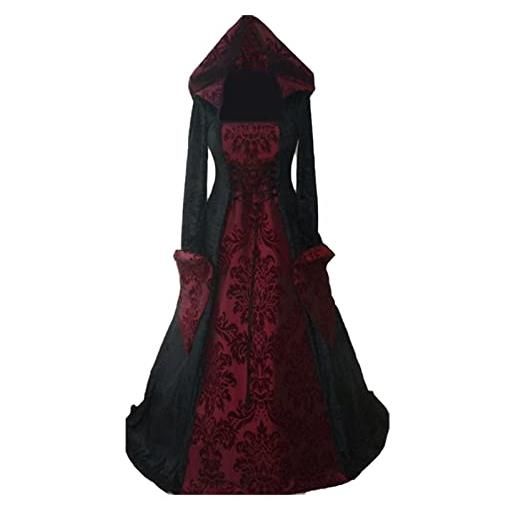 PTLLEND costumi cosplay di supereroi per bambini adulti fingono di giocare a tuta zentai di halloween abito da donna medievale con cappuccio, altalena, stampa retrò, manica costume rosso medievale da adulto