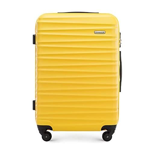 WITTCHEN valigia da viaggio bagaglio a mano valigia da cabina valigia rigida in abs con 4 ruote girevoli serratura a combinazione maniglia telescopica groove line taglia m giallo