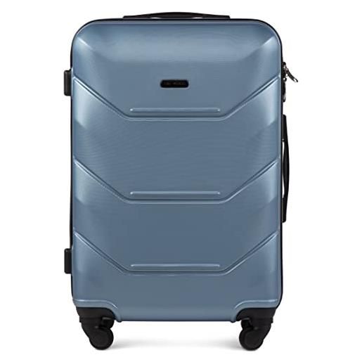 W WINGS wings - borsa da viaggio leggera con ruote e manico telescopico, colore: blu argento, m, valigetta, argento/blu, m, valigetta