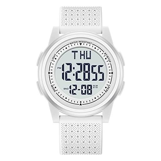 aswan watch orologio digitale da uomo con cronometro, led luminoso, allarme, calendario, conto alla rovescia, doppio orario, orologio sportivo con cinturino in silicone
