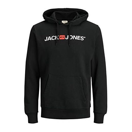 JACK & JONES herren corp logo felpa con cappuccio sweat hood maglione basic jumper reg fit, colore: nero, dimensione maglia: xs