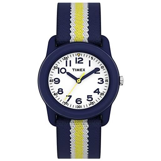Timex orologio per bambini timex time machines 29mm in tessuto elastico a righe blu/gialle tw7c05800