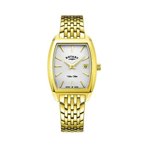 Rotary orologio quarzo donna, misura cassa 25.00mm con quadrante bianco analogico e cinturino oro in cinturino in metallo lb08018/06