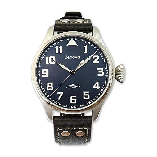 Jenova International ltd. jenova wwii typhoon pilot automatico swiss made acciaio blu pelle orologio vintage uomo