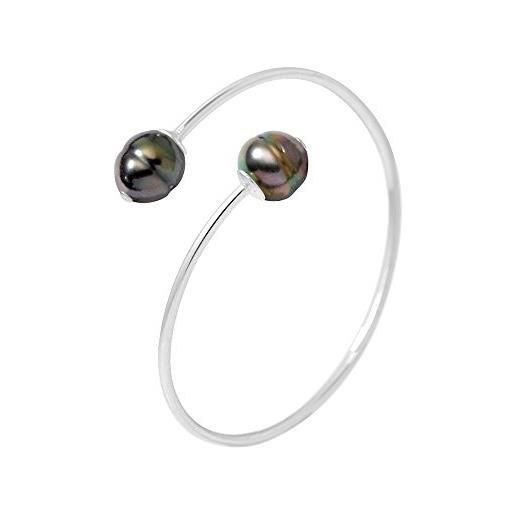 PEARLS & COLORS NATURAL FINE PEARLS pearls & colors - bracciale semirigido vere perle coltivate di tahiti - qualità a+ - argento 925 - misura regolabile - gioiello da donna