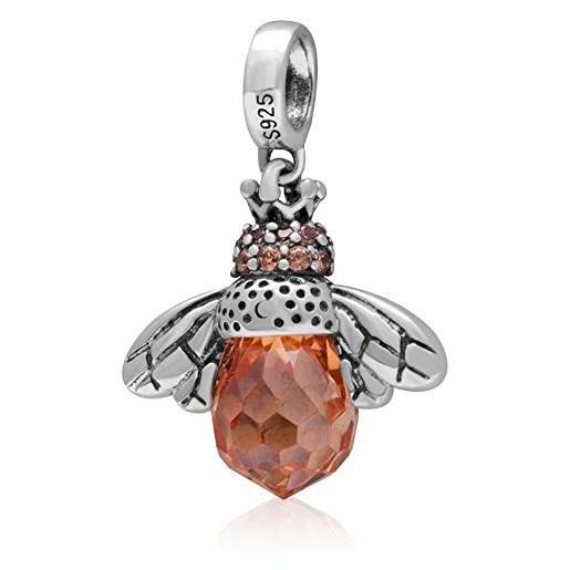 YiRong Jewelry charm a forma di ape, in argento sterling 925, portafortuna a forma di animale, per compleanno, natale, per braccialetti pandora