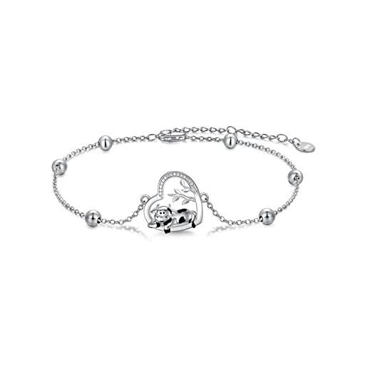 LONAGO braccialetto di mucca argento 925 vacca carina con albero genealogico bracciale gioielli per donna