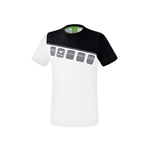 Erima 1081903, t-shirt unisex bambini, bianco/nero/grigio scuro, 164