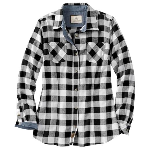 Legendary Whitetails cottage escape - vestiti da donna in flanella a maniche lunghe, tinta unita, con bottoni, plaid rosa polverosa, m