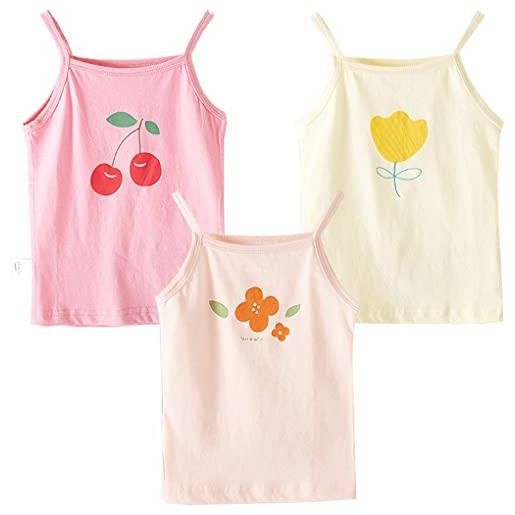 ACMEDE canotta da bambina in cotone top senza maniche per 0-3 anni neonata cotone canottiera da bambina canotte floreale stampata bimba canottiere elastiche confezione da 3