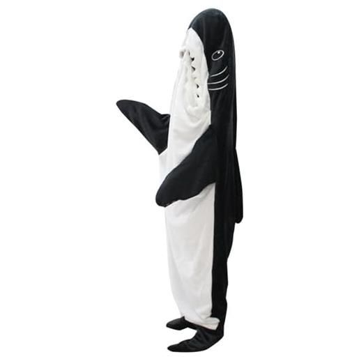 MACITA coppata di squalo pigiama intero animali unisex adulto costume di carnevale halloween pigiami cosplay costumi donna uomo tuta animale grey-m