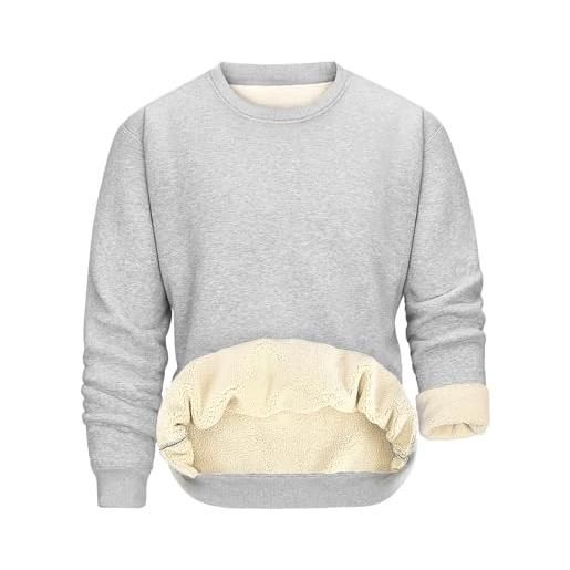 PASUDA felpa uomo senza cappuccio felpe in pile uomo classic girocollo caldo sweatshirt in manica lunga tinta unita casual sportivo pullover top sweater invernale (nero, m)