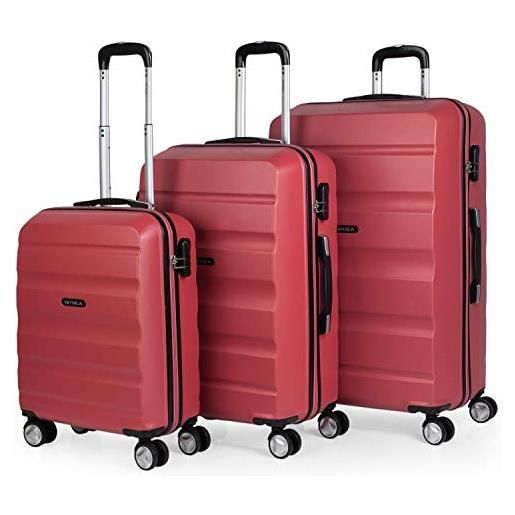 ITACA - set valigie - set valigie rigide offerte. Valigia grande rigida, valigia media rigida e bagaglio a mano. Set di valigie con lucchetto combinazione tsa t71600, corallo