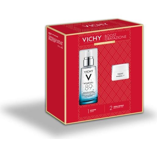 Vichy cofanetto regalo per idratazione con minéral 89 booster siero 50ml + minéral 89 crema 15ml