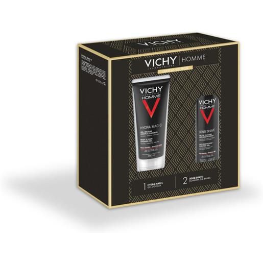 Vichy cofanetto uomo hydra mag c gel doccia 200 ml + sensi shave schiuma da barba 20 ml