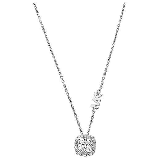Michael Kors brilliance - collana in argento sterling 925 tono argento con ciondolo in cristallo da donna mkc1407an040