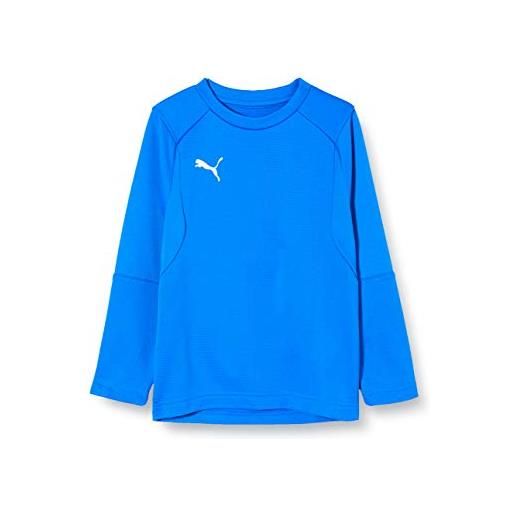 Puma liga training sweat jr, felpa unisex-bambini, blu (electric blue lemonade white), 152