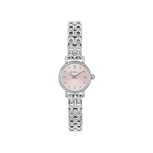 Breil, collezione darling, orologio donna in bracciale in maglia milanese, quadrante rosa con finitura sunray, lunetta decorata, lunghezza regolabile 13.5-19 cm, cassa 18 mm
