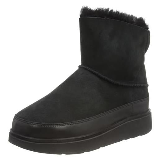 Fitflop gen-ff mini double-faced shearling boots, stivaletto donna, all black, 36.5 eu