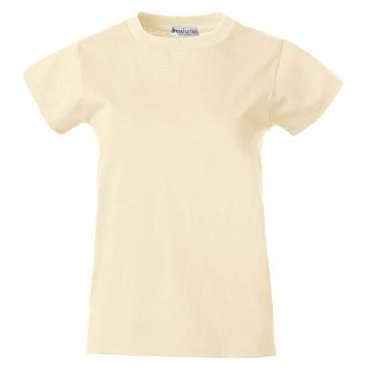 dressforfun 901025 t-shirt da donna, scollo rotondo con bordo a costine, 100% cotone, abbigliamento sportivo -modelli differenti (s |beige |nr. 304185)