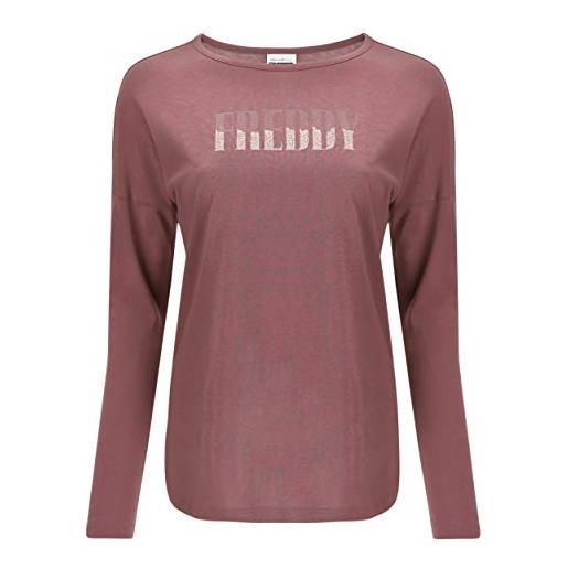 FREDDY - t-shirt manica lunga con logo glitter, rosa, small