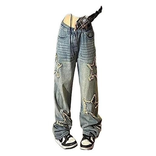 WEITING y2k vintage donna coreano streetwear oversize stella estetica pantaloni dritti jeans a gamba larga grunge hip hop pantaloni denim vestiti