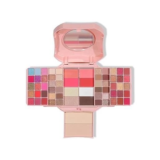 RoseFlower 64 colori palette di ombretti, palette di trucco multifunzione con specchio shimmer matte eye makeup highlight blush contour palettekit trucco da viaggio, impermeabile, vegano