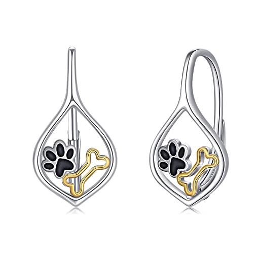 StoryMidir orecchini di zampa per cani 925 sterline d'argento orecchini ossei per cani animale domestico orecchini a leva a pennaglietta gioielli con stampa a zampa per cani da gatto per donne