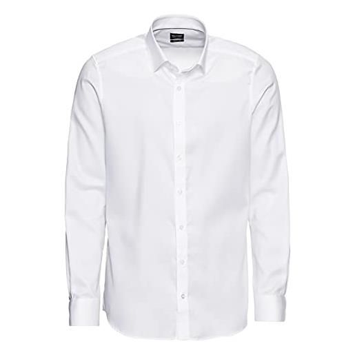 Olymp uomo camicia business a maniche lunghe level five, body fit, under button down, weiss 00,40